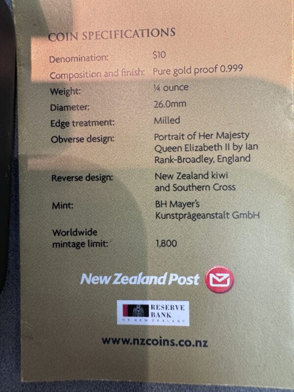 2010 Icons of New Zealand Gold Proof Coin - Image 5