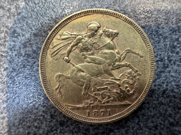 1871 Victoria Young Head Gold Full Sovereign Coin