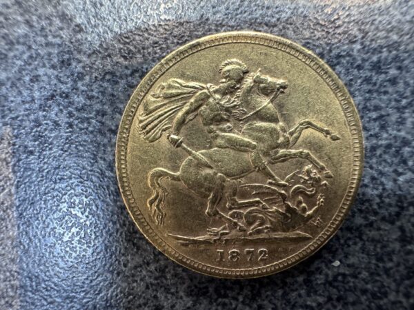 1872 Victoria Young Head Gold Full Sovereign Coin