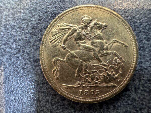 1875 Victoria Young Head Gold Full Sovereign Coin