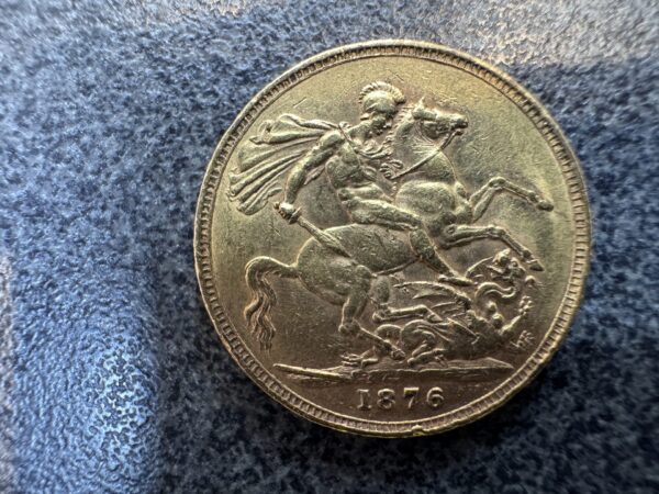 1876 Victoria Young Head Gold Full Sovereign Coin