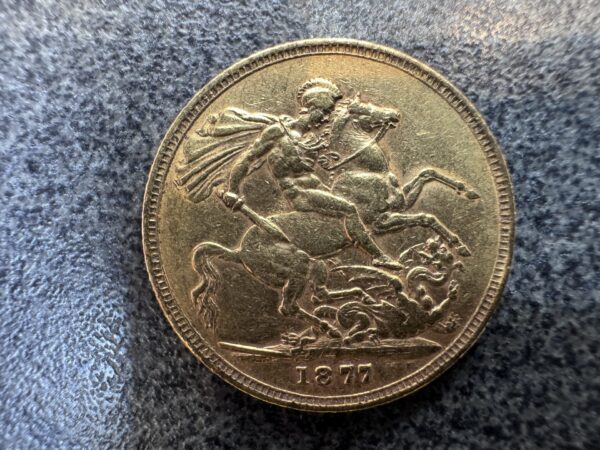 1877 Victoria Young Head Gold Full Sovereign Coin