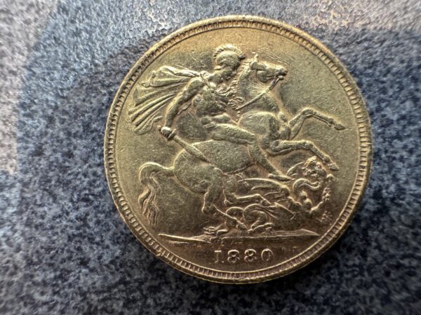 1880 Victoria Young Head Gold Full Sovereign Coin