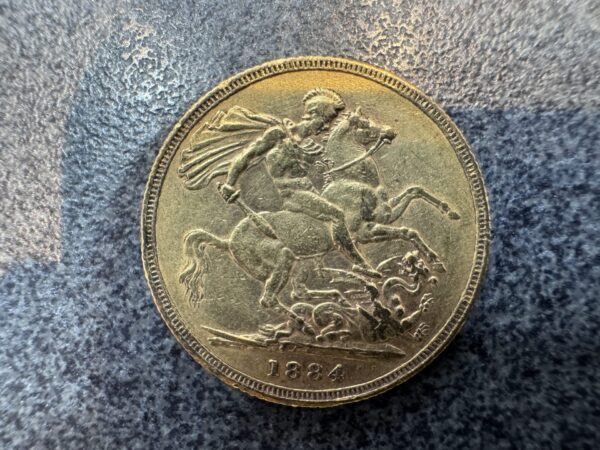 1884 Victoria Young Head Gold Full Sovereign Coin