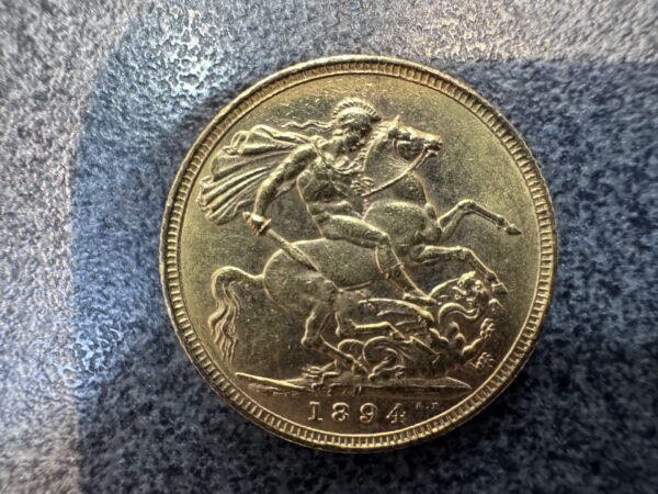 1894 Victoria Veiled Head Gold Full Sovereign coin