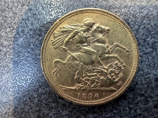 1896 Victoria Veiled Head Gold Full Sovereign coin