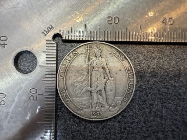 1907 GREAT BRITAIN EDWARD VII UK Genuine Silver Florin 2 Shl Coin - Image 2