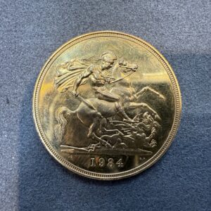 1984 United Kingdom Five Pound Sovereign Gold Coin Elizabeth