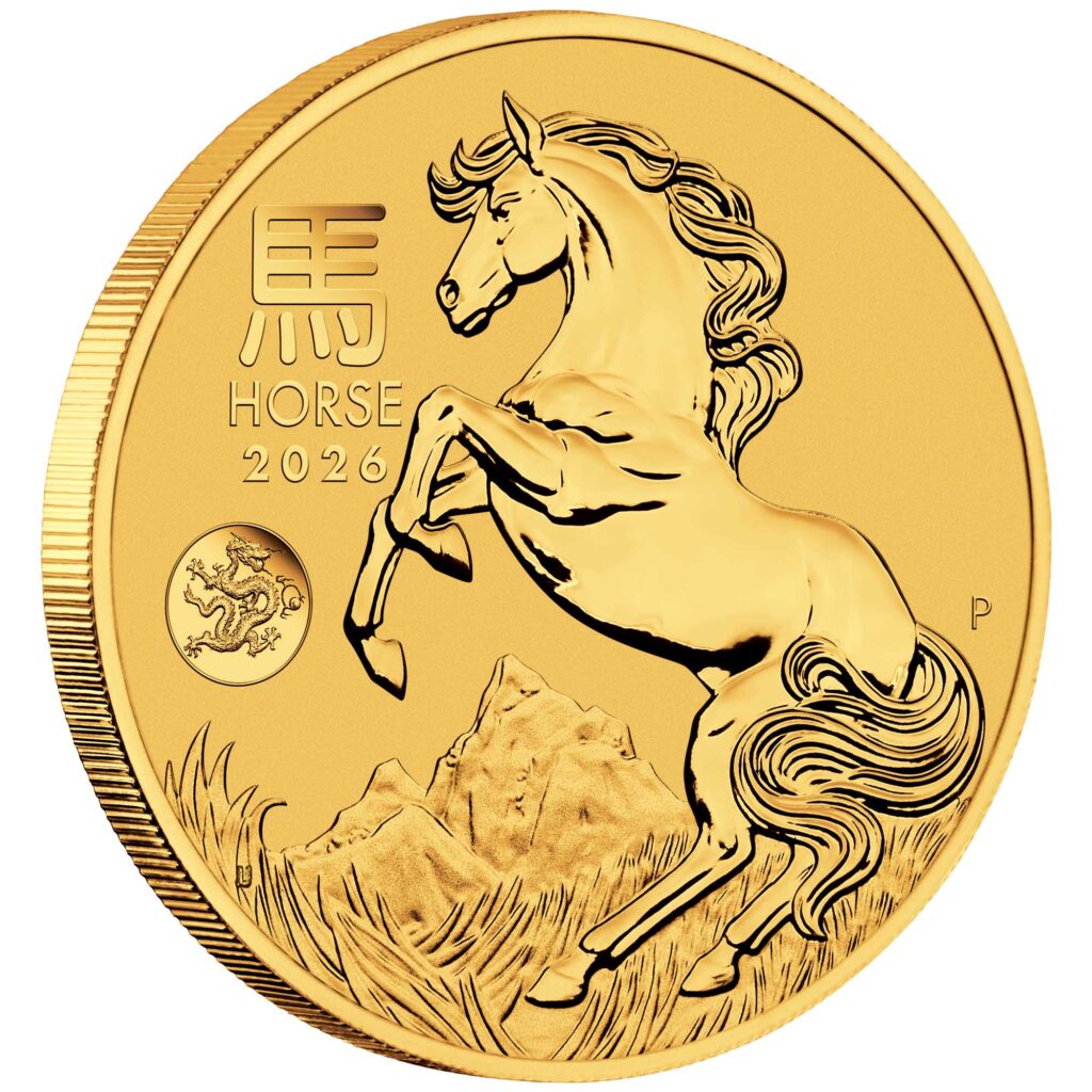 Australian Lunar Series III 2026 Year of the Horse 1oz Gold Bullion Coin with Dragon Privy Mark