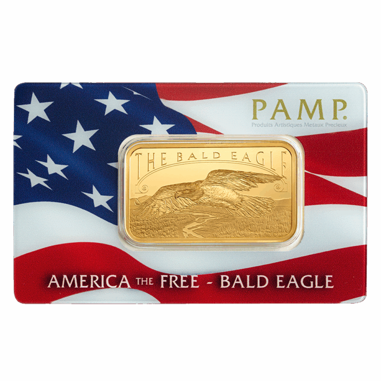 America the Free; Bald Eagle Gold Minted Bar – 1oz