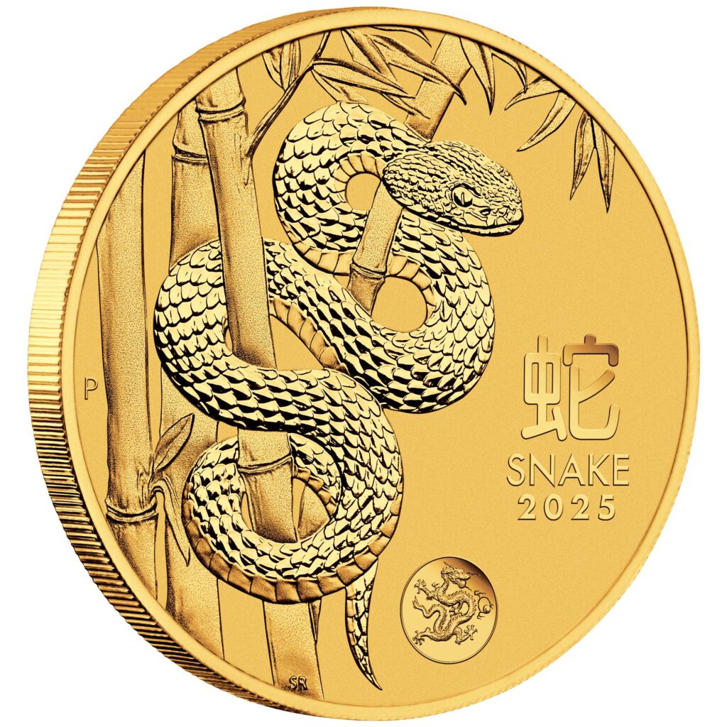 Australian Lunar Series III 2025 Year of the Snake 1oz Gold Bullion Coin with Dragon Privy Mark