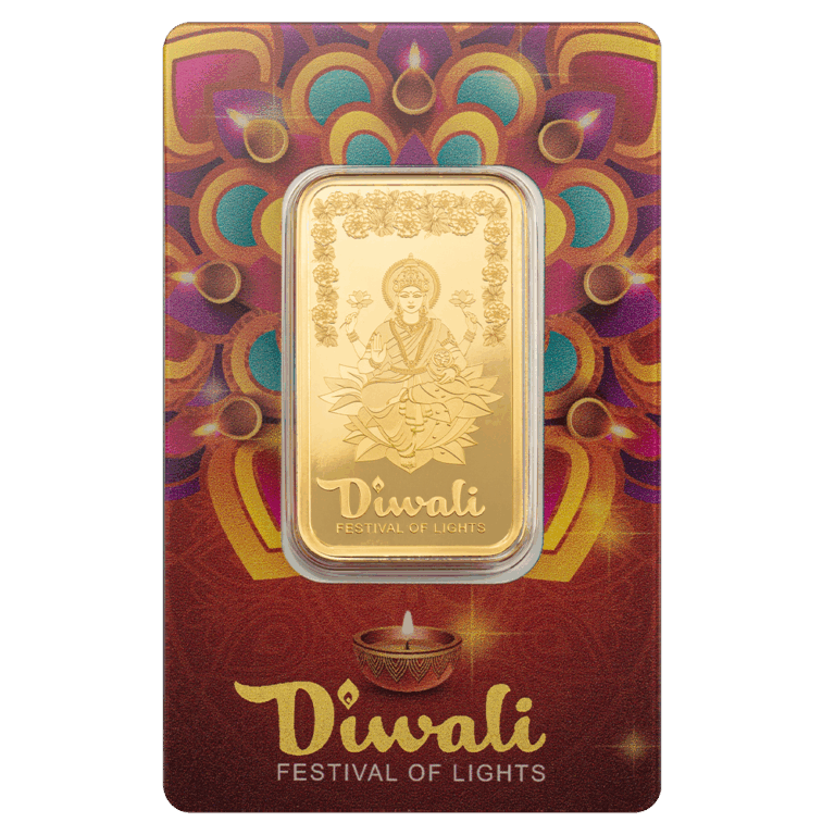 2025 Diwali Lakshmi & Rangoli Art Gold Minted Bar – 1oz