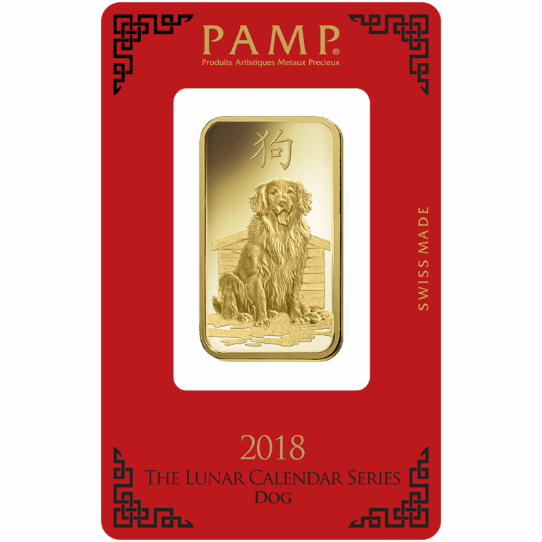 Lunar Dog Gold Minted Bar – 1oz