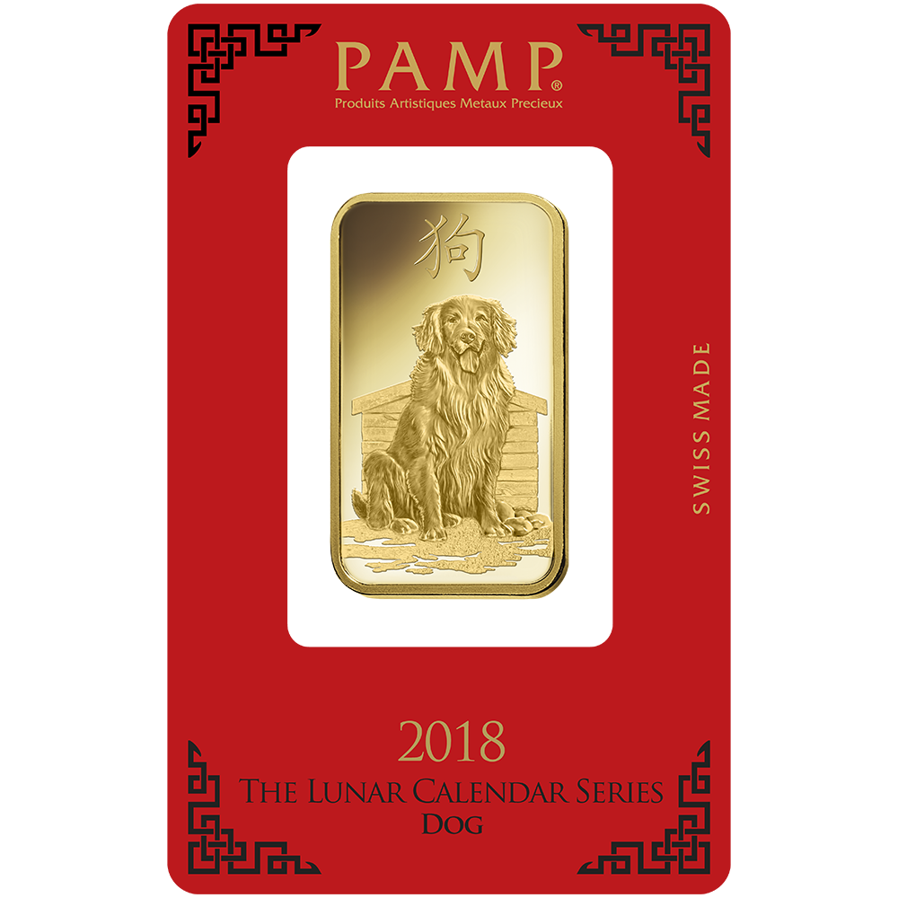 Lunar Dog Gold Minted Bar – 1oz