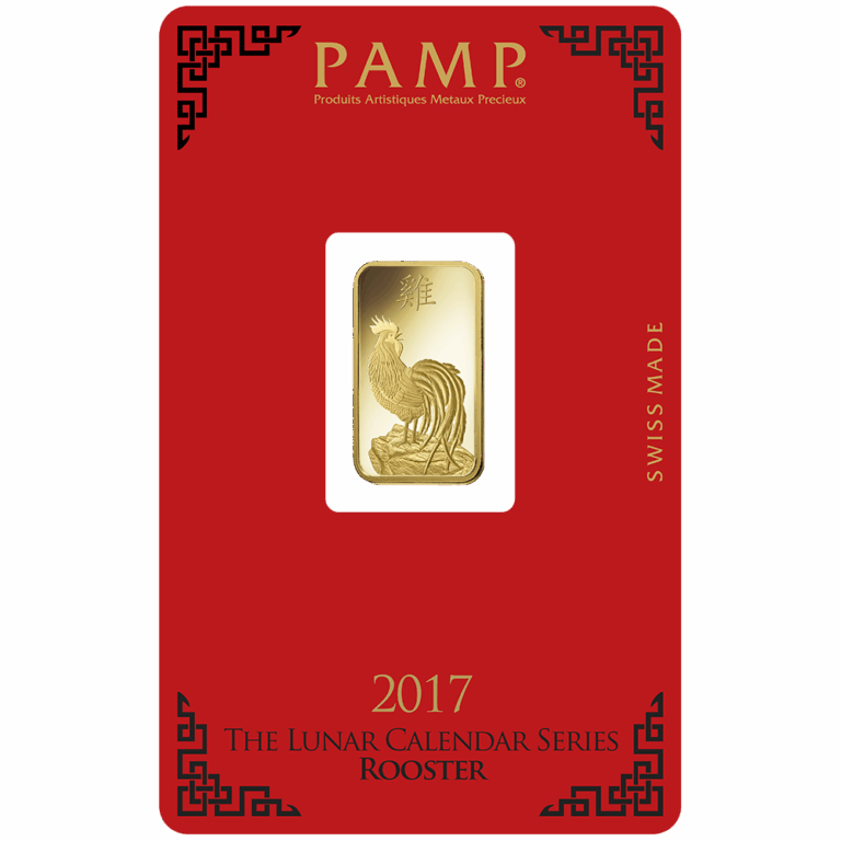 Lunar Rooster Gold Minted Bar – 5g