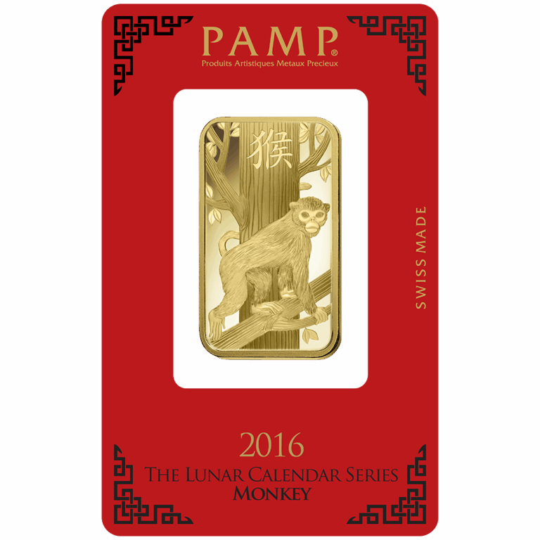 Lunar Monkey Gold Minted Bar – 1oz
