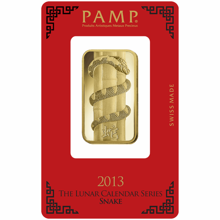 Lunar Snake Gold Minted Bar – 1oz