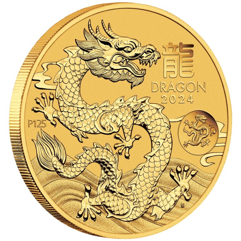 Australian Lunar Series III 2024 Year of the Dragon 1oz Gold Bullion Coin with Dragon Privy Mark