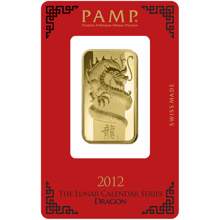 Lunar Dragon Gold Minted Bar – 1oz