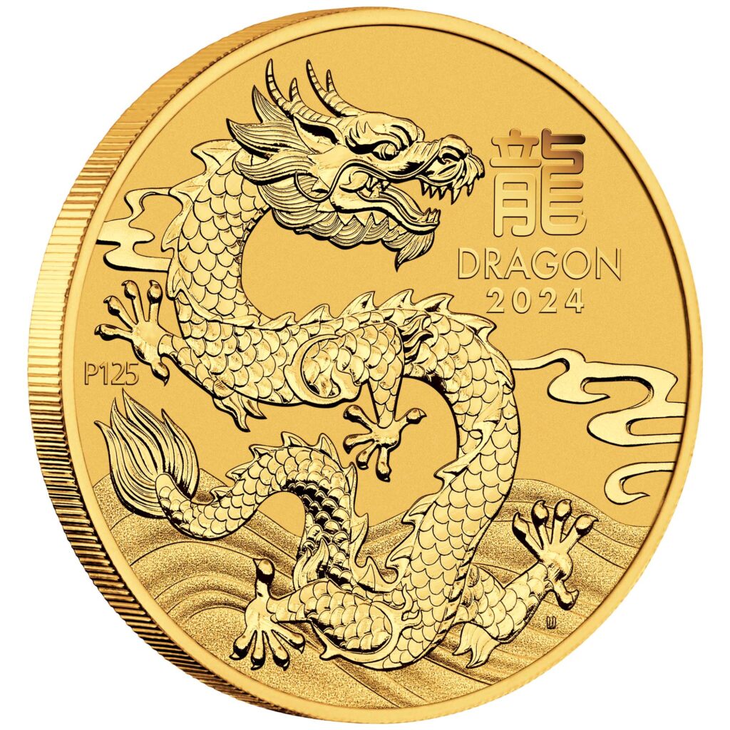 Australian Lunar Series III 2024 Year of the Dragon 1/10oz Gold Bullion Coin