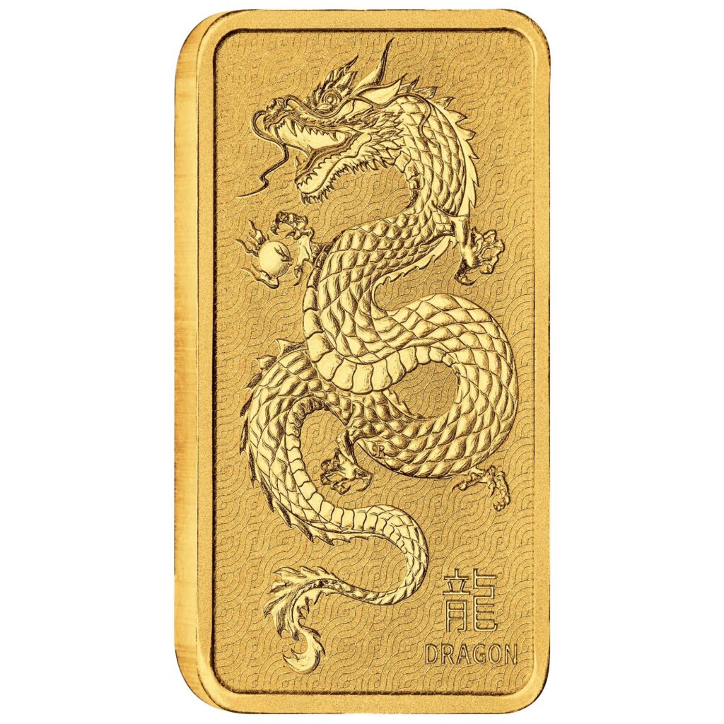Lunar Dragon 1oz Gold Minted Bar