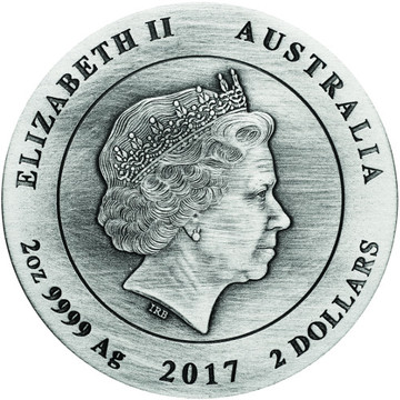 2 Dollars – Elizabeth II (4th Portrait – Koala – Silver Antiqued – High Relief)