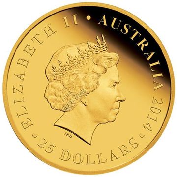 2014 25 Dollars – Elizabeth II (4th Portrait – Rock Fishing – Gold Bullion Coin)