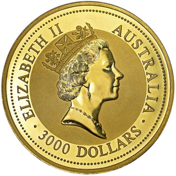 1992-1998 3000 Dollars – Elizabeth II (3rd Portrait – Australian Nugget – Gold Bullion Coin)
