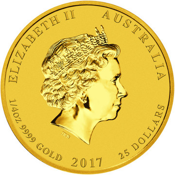 2017 25 Dollars – Elizabeth II (4th Portrait – Year of the Rooster – Gold Bullion Coin)