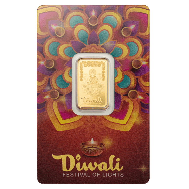 5g Pure Gold Bar – Diwali Lakshmi & Rangoli art