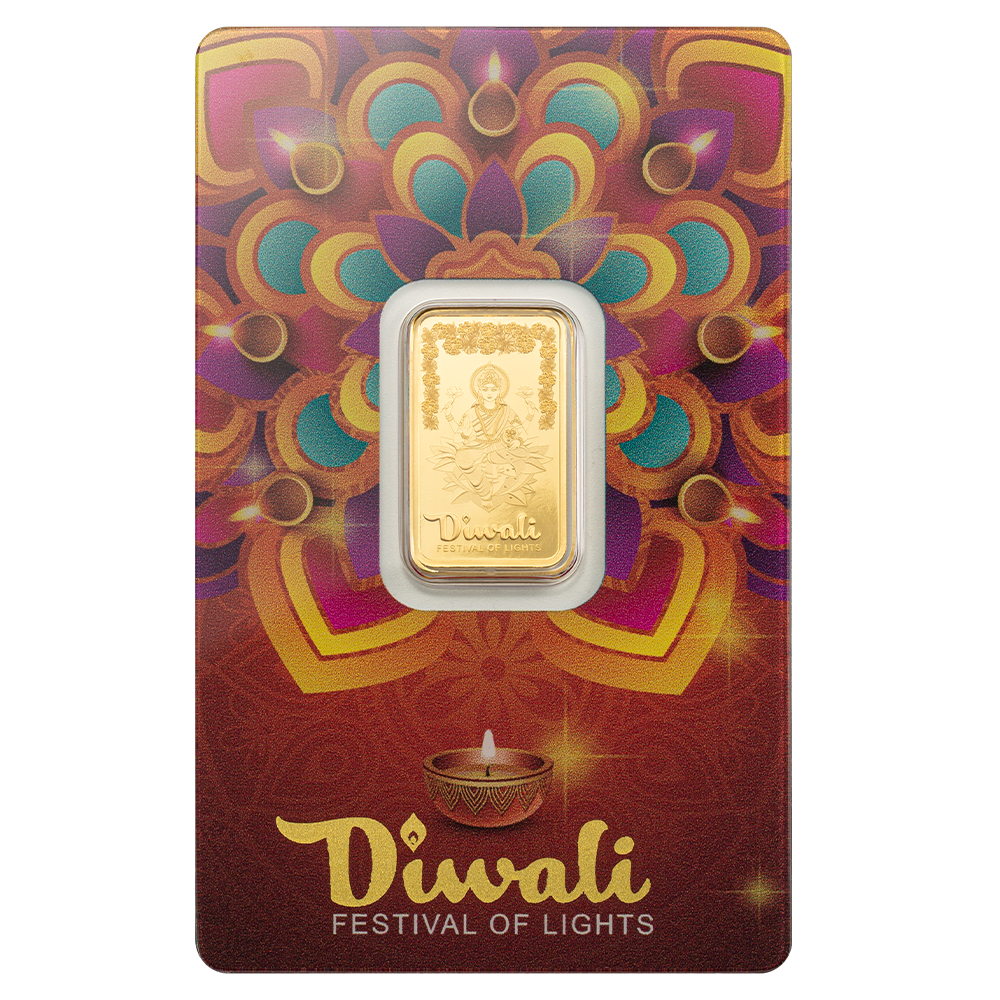 5g Pure Gold Bar – Diwali Lakshmi & Rangoli art