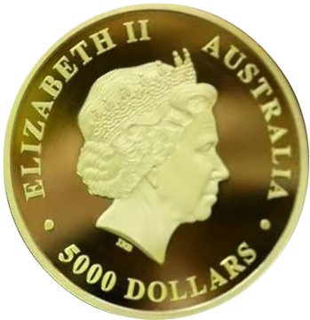 2017 5000 Dollars – Elizabeth II (4th Portrait – The Australian Trilogy – Kookaburra)