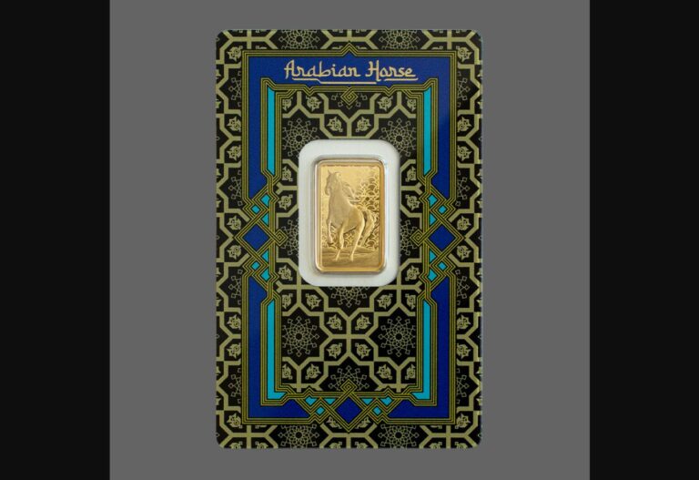 Arabian Horse 5g Pure Gold Bar with Pendant Frame