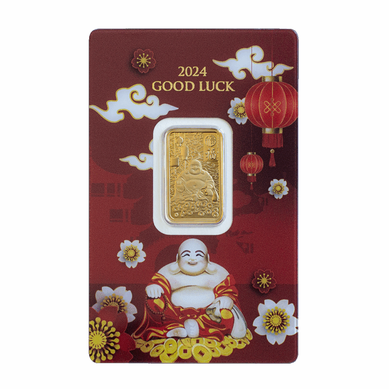 Laughing Buddha Good Luck 5g Pure Gold Bar