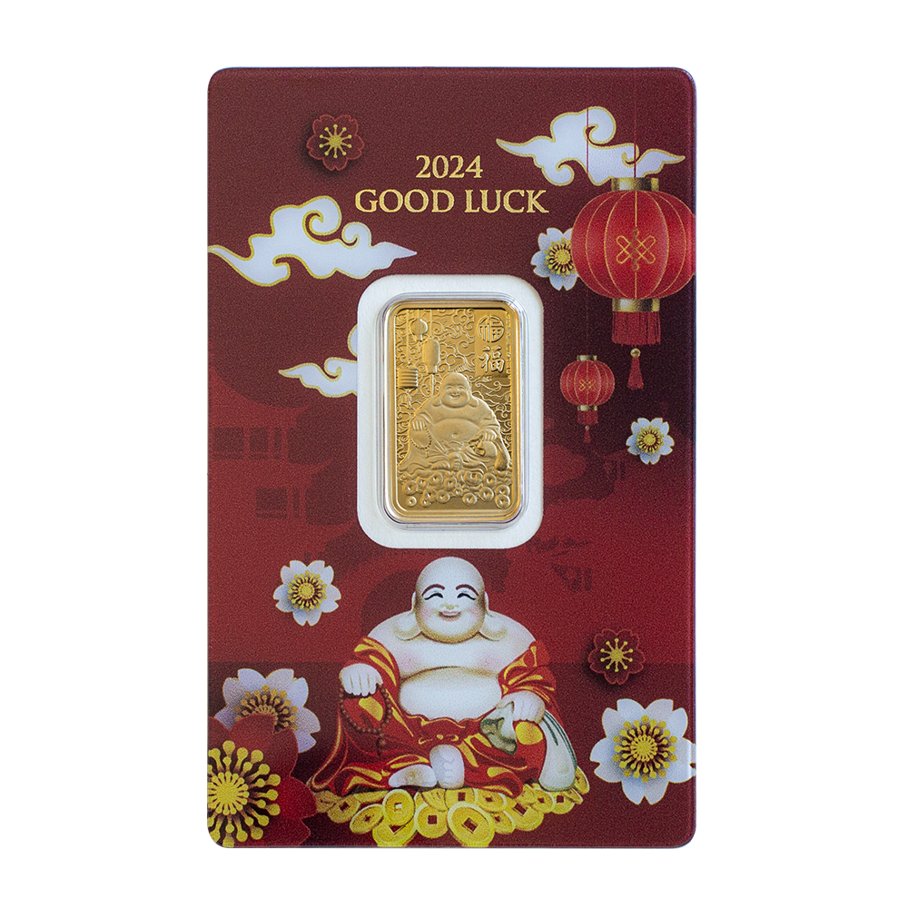 Laughing Buddha Good Luck 5g Pure Gold Bar