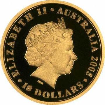 2005 10 Dollars – Elizabeth II (4th Portrait – 90th Anniversary of ANZAC – Gold Proof)