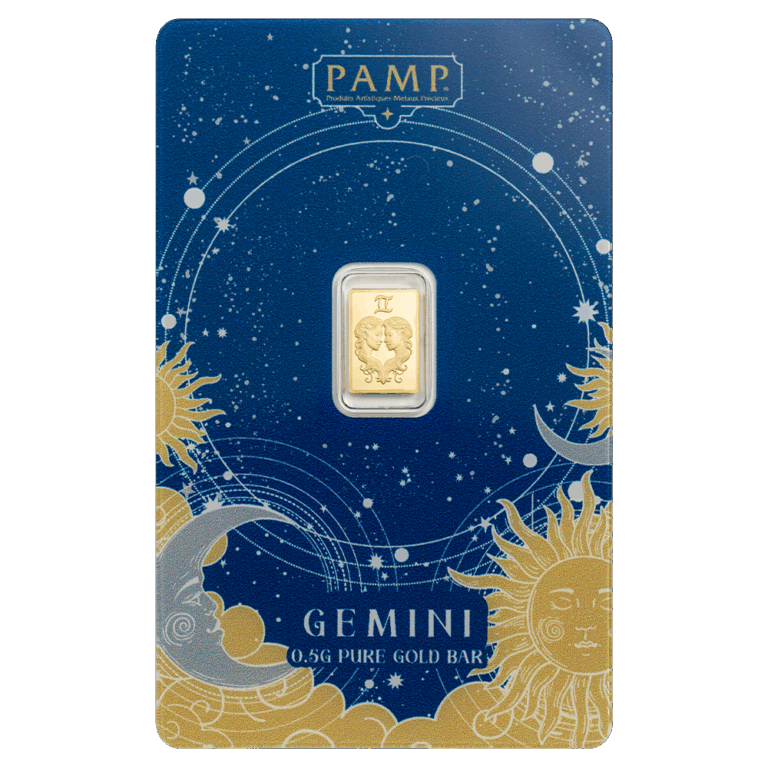 1/2g Gold Bar Zodiac Gemini
