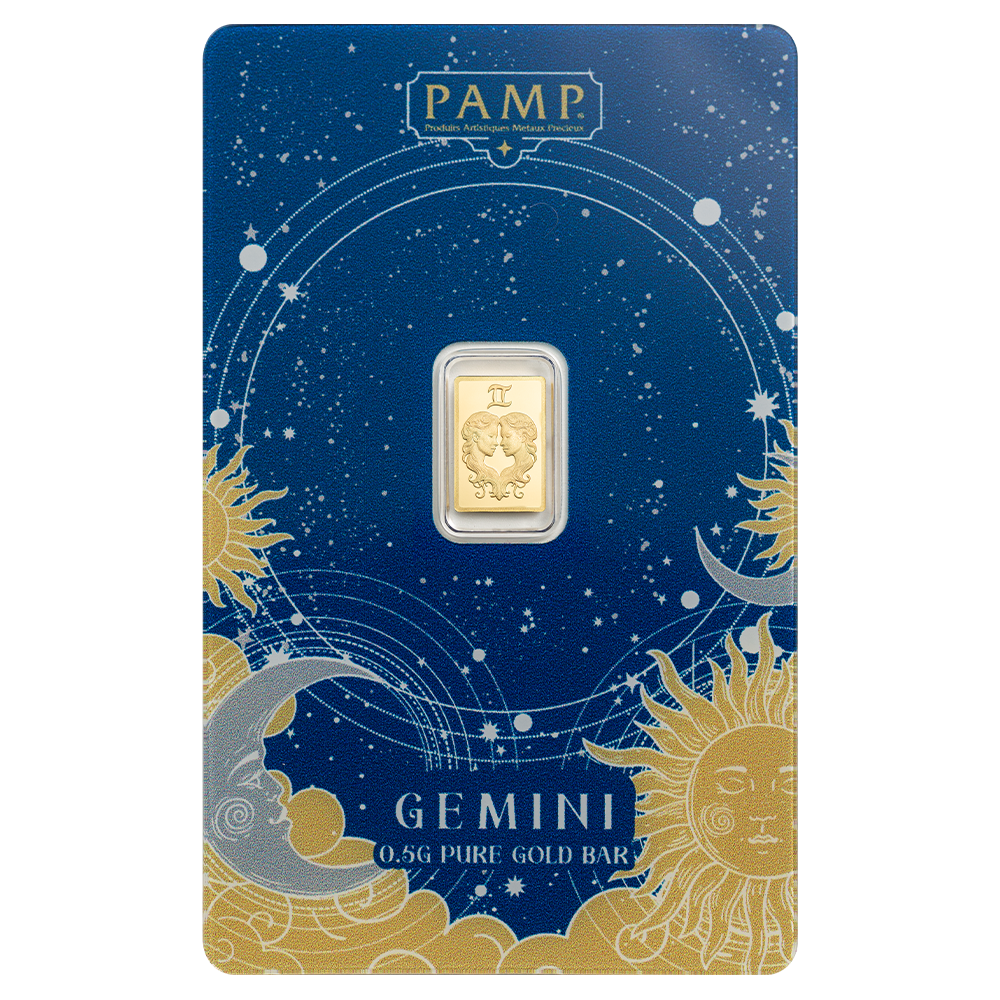 1/2g Gold Bar Zodiac Gemini