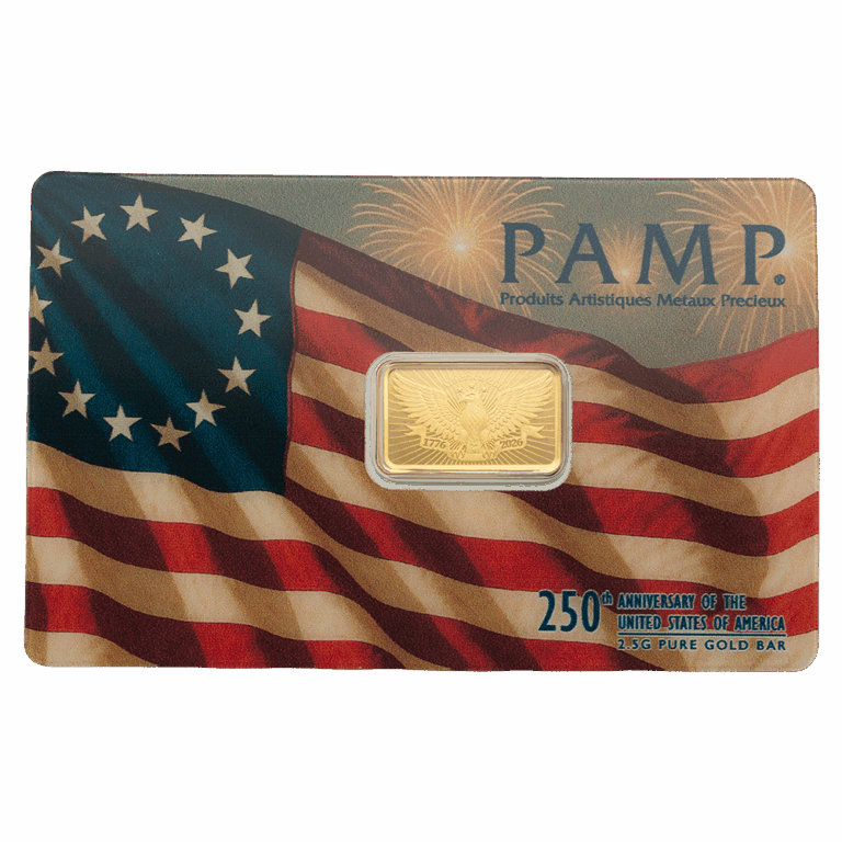 2.5g Gold bar 250th Anniversary of the United States