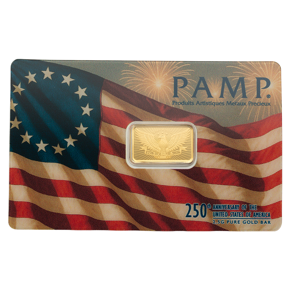2.5g Gold bar 250th Anniversary of the United States