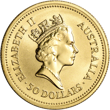 1989-1990 50 Dollars – Elizabeth II (3rd Portrait – Kangaroo – Gold Bullion Coin)