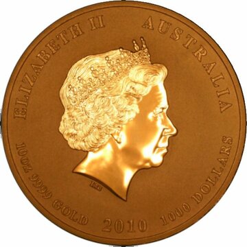 2010 1000 Dollars – Elizabeth II (4th Portrait – Year of the Tiger – Gold Bullion Coin)