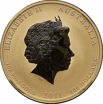 2011 100 Dollars – Elizabeth II (4th Portrait – Year of the Rabbit – Gold Bullion Coin)