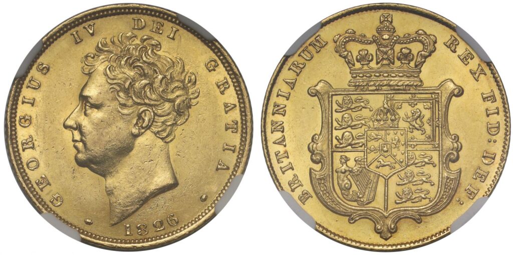 1826 George IV Five Gold Sovereign Coin