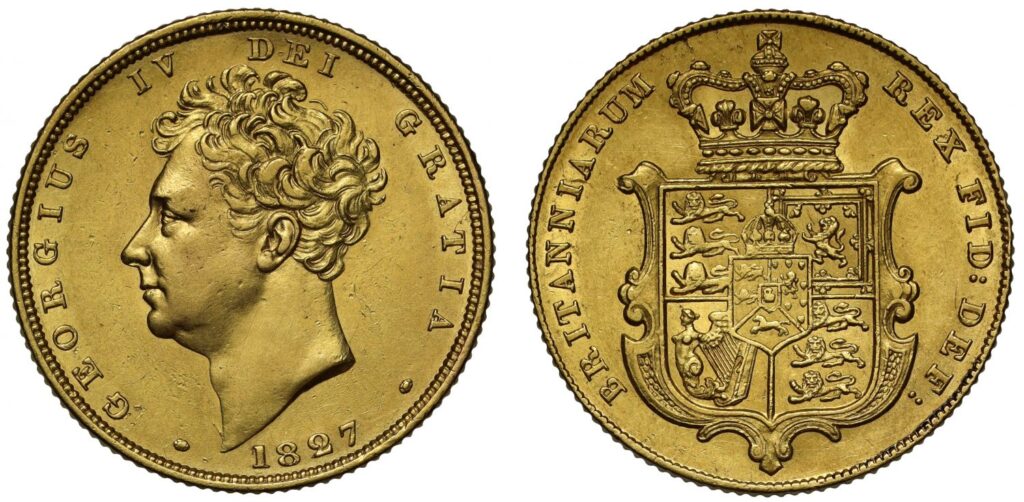 1827 George IV Full Gold Sovereign Coin