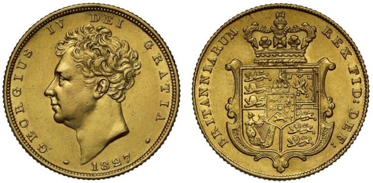 1827 George IV Full Gold Sovereign Coin