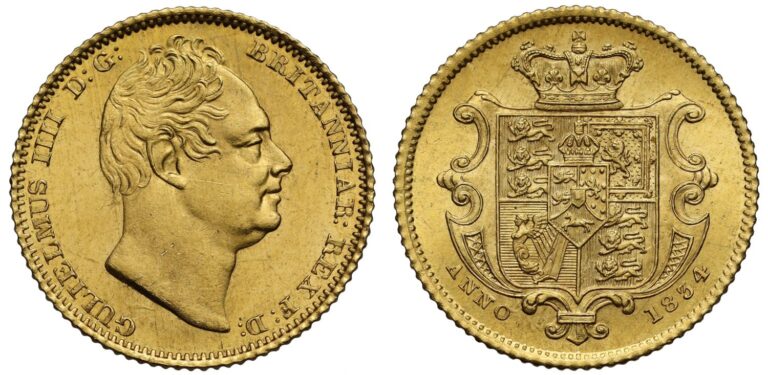 1834 William IV Half Gold Sovereign Coin