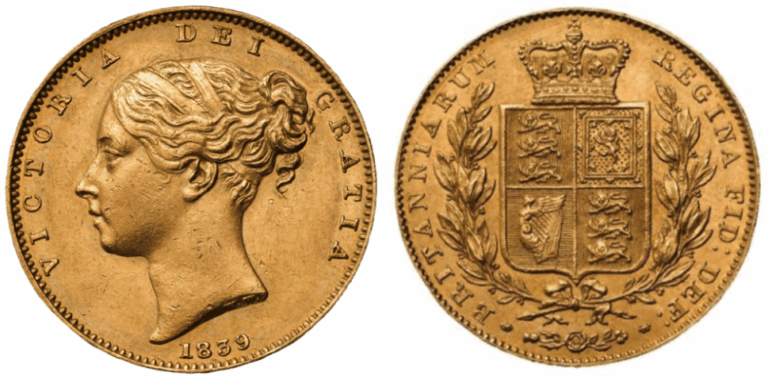 1839 Victoria Full Gold Sovereign Coin