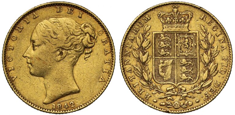 1842 Victoria Half Gold Sovereign Coin