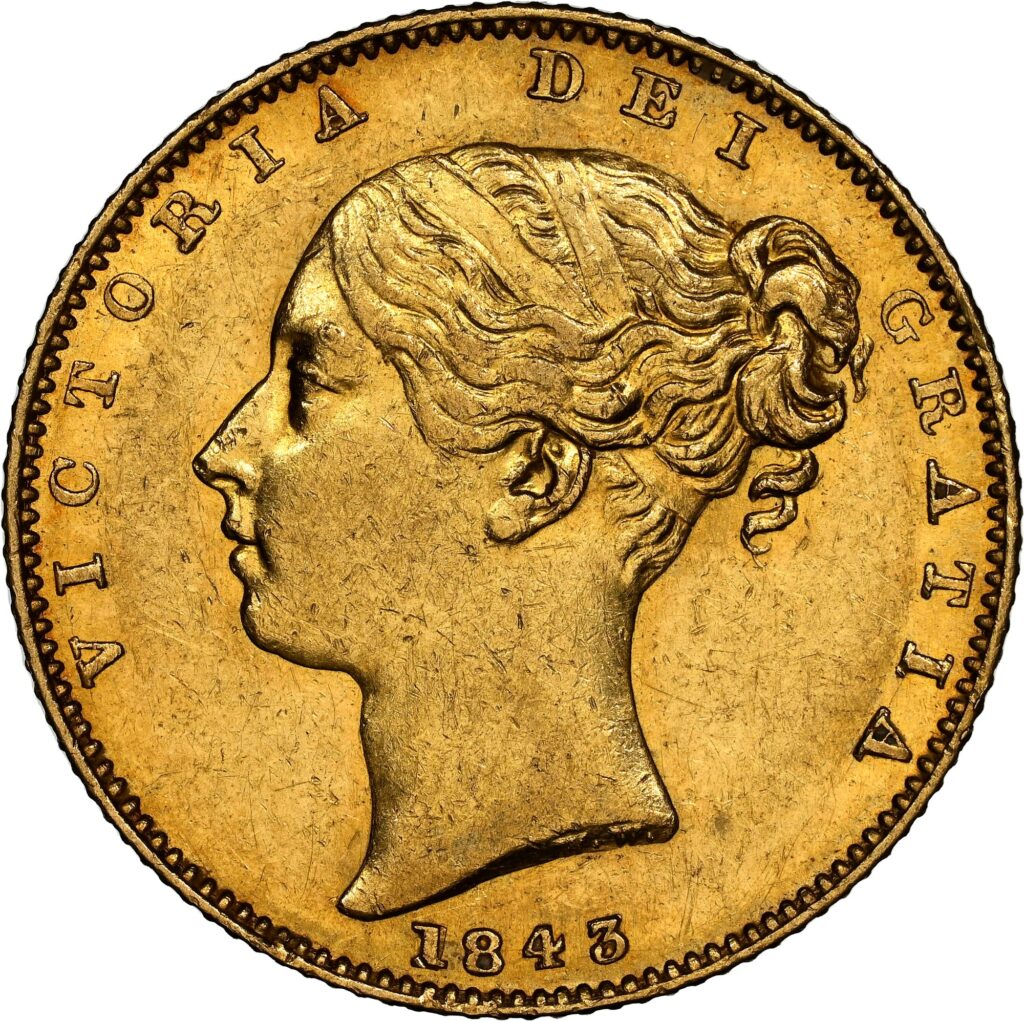 1843 Victoria Full Gold Sovereign Coin
